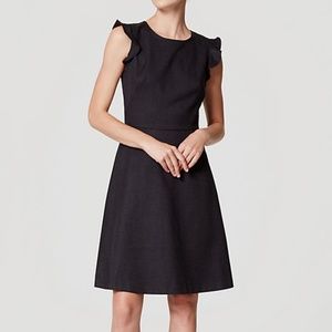 LOFT Flutter Flare Dress in Charcoal Gray